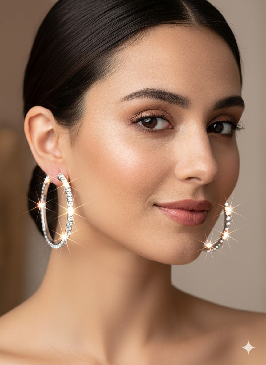 Diamond Hoop Earrings, Large