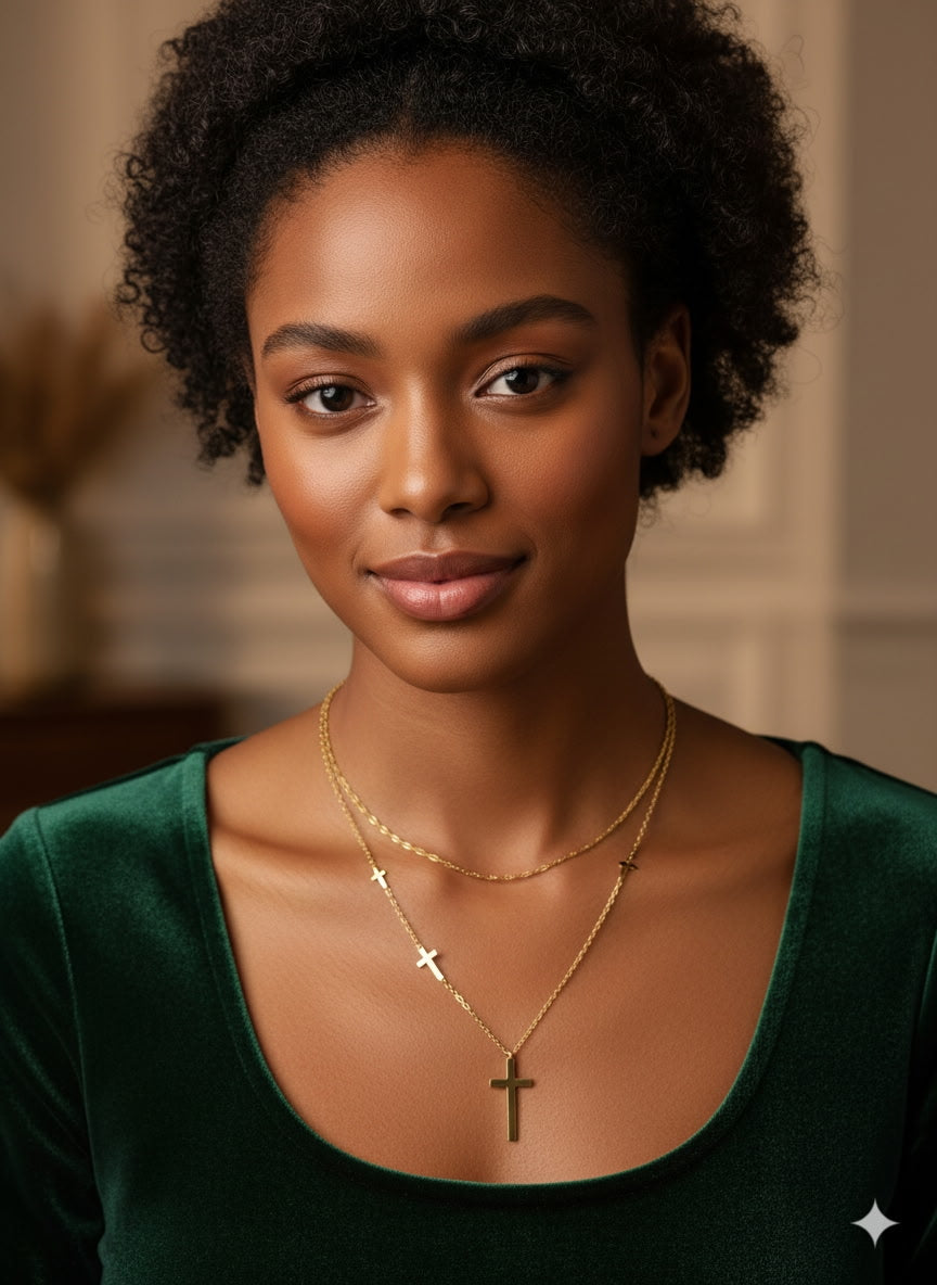 Trinity Gold Pendant Necklace Duo