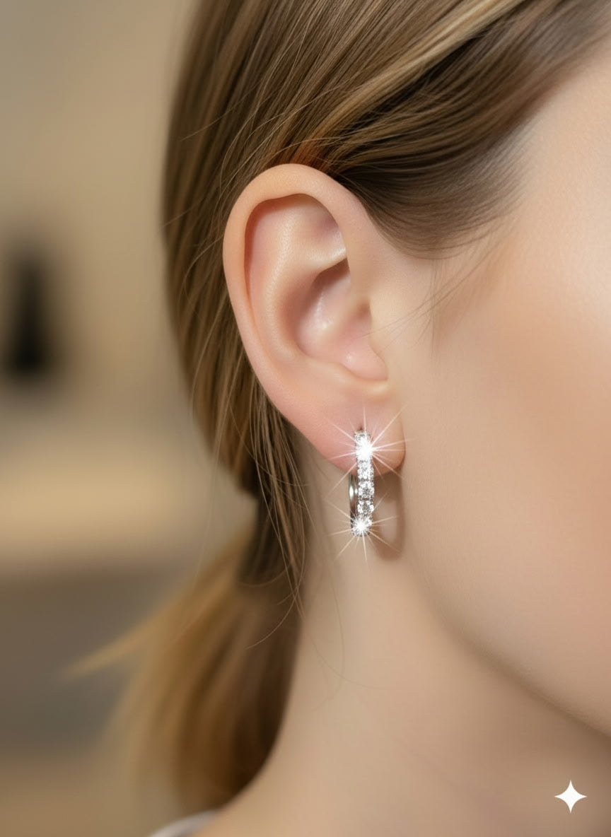 Diamond Hoop Earrings, Small